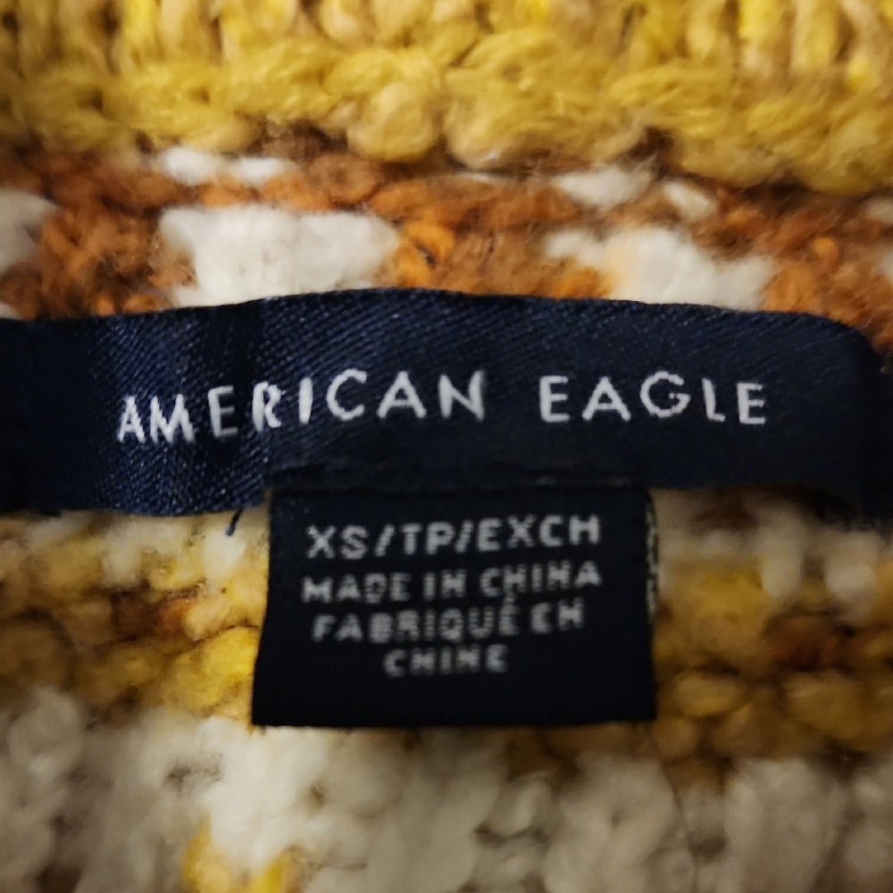 Vintage American Eagle Outfitters Yellow and White Knit Sweater - Picture 2 of 3